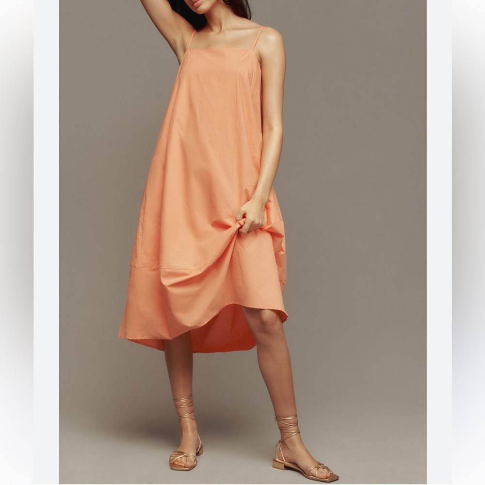 SELF CONTRAST BARE SLEEVELESS BARREL MIDI DRESS